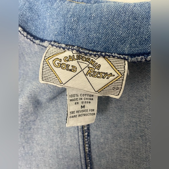 Vintage GOLD RUSH Denim Dress Jewel Buttons Size Medium - Picture 15 of 17